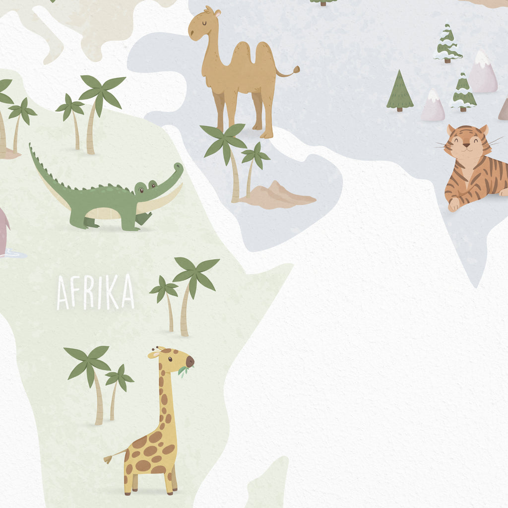 Ilustriran zemljevid sveta za otroke – Afrika in živali